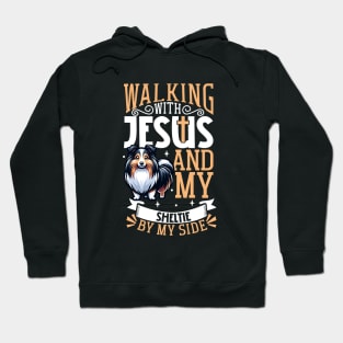 Jesus and dog - Shetland Sheepdog Hoodie